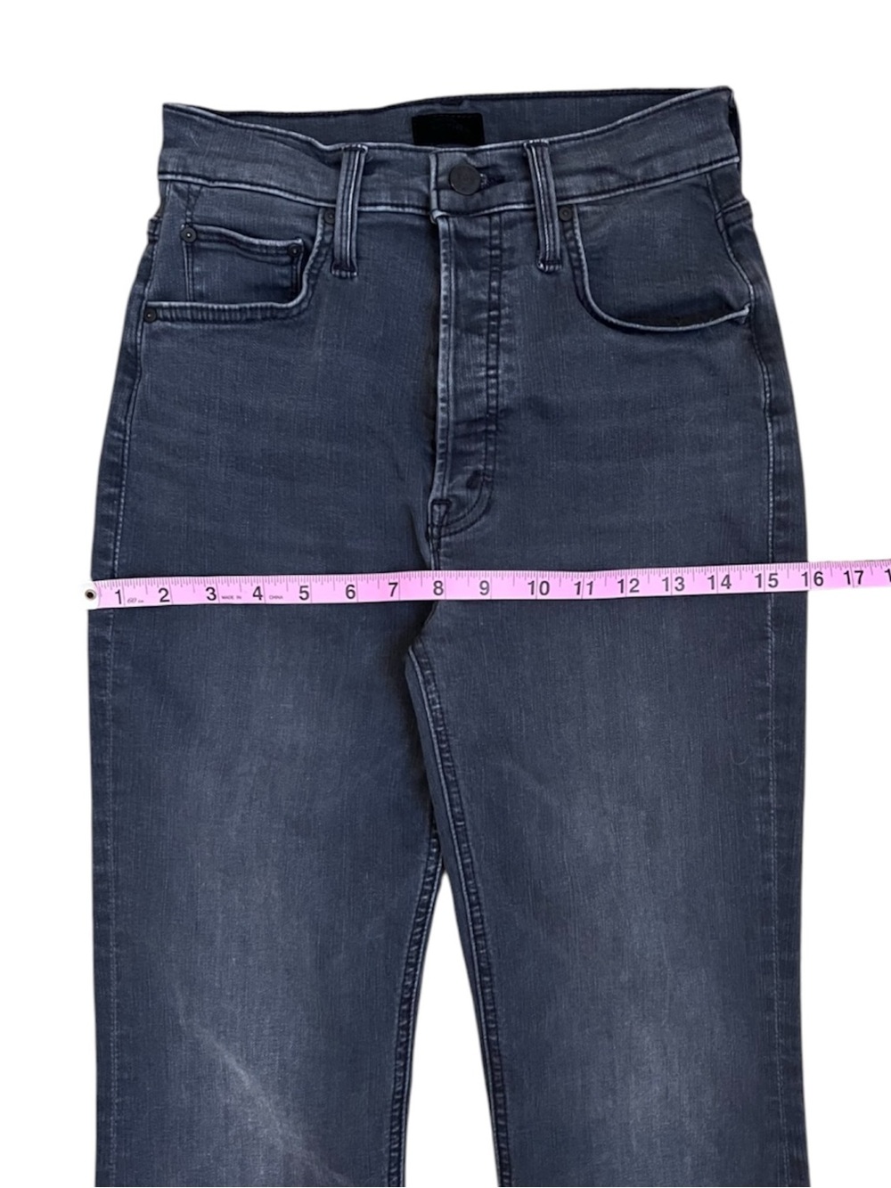 MOTHER Tripper Ankle High Waisted Lighting Up Lanterns Dark Grey Washed Black 24 - Picture 11 of 15